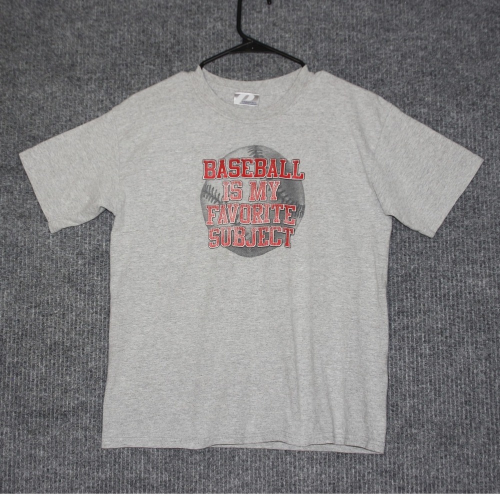 PROSPIRIT Athletic Gear Kids Gray Baseball Is My Favorite Subject T Shirt Size L